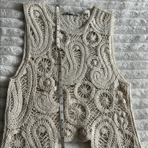 Zara Crochet Lace Sleeveless Top | Cream | Size Small - Picture 6 of 8